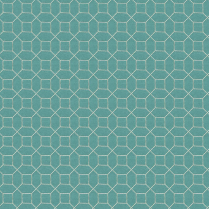 Nilan 1 Turquoise by Stout Fabric RAINBOW LIBRARY SPA/TEAL 95%POL 5%LIN %REMB CHINA Horizontal: 3.375 and Vertical: 3.375 52 in - Fabric Carolina -