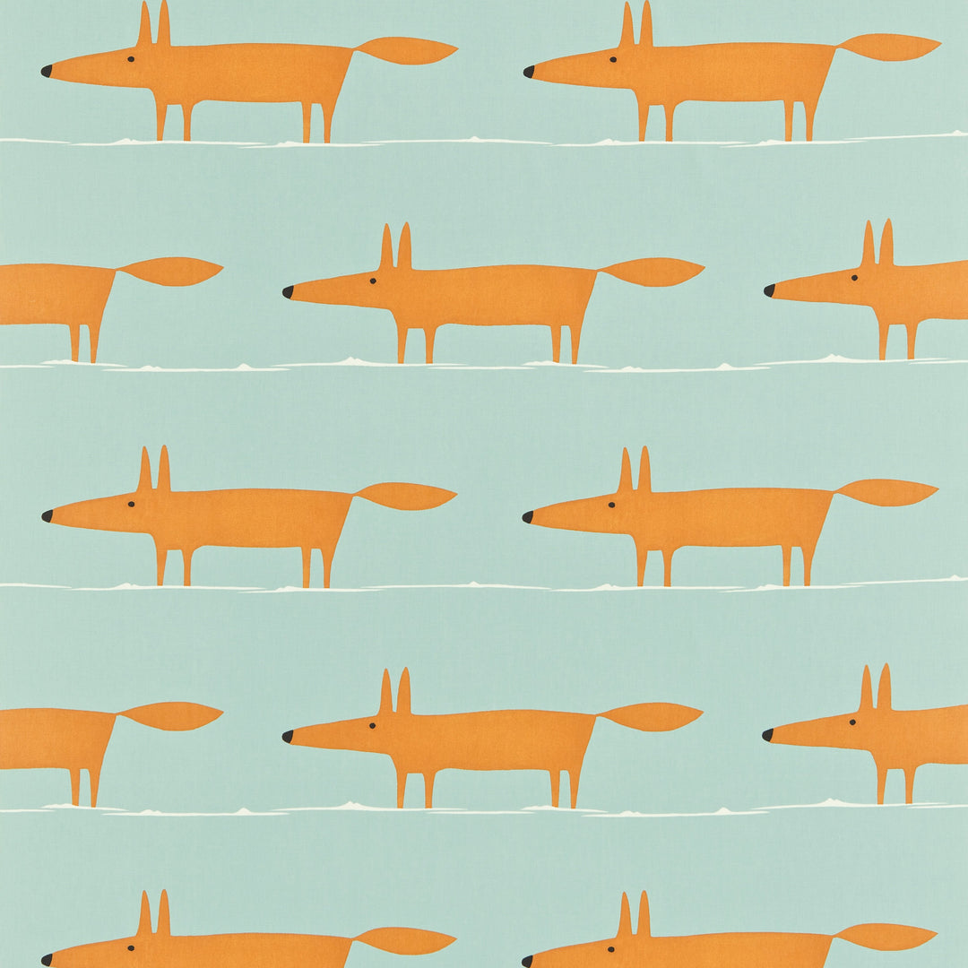 Mr Fox - Sky/Tangerine By Scion Fabric