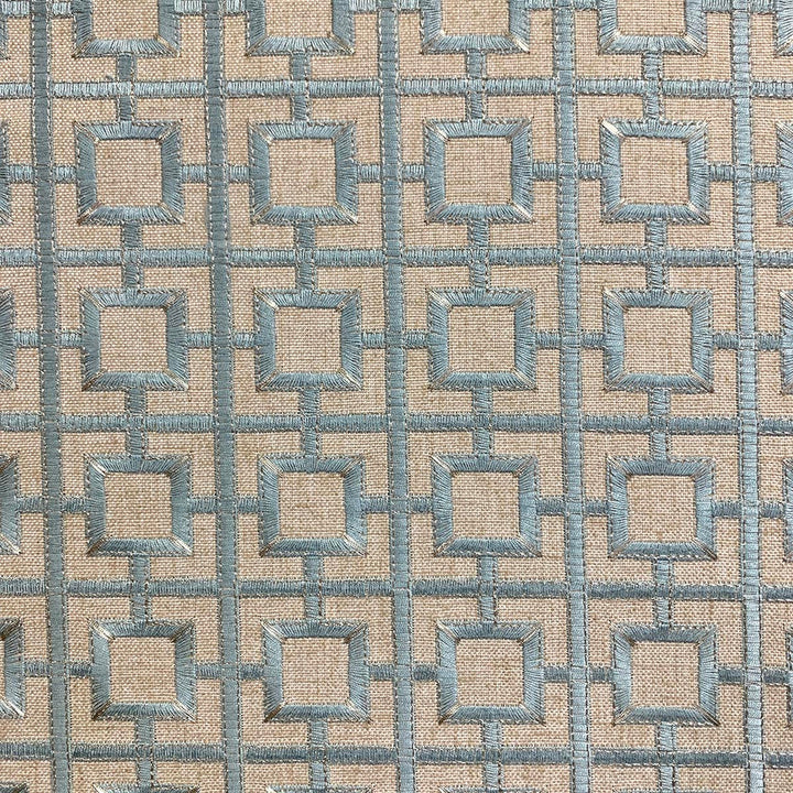 Notri Bluesage by Magnolia Designer Fabric - 70% Poly, 30% Lin, Emb 82% Vis, 18% Poly India 72000 Horizontal: 2.25 and Vertical: 2 52 - Swanky Fabrics -
