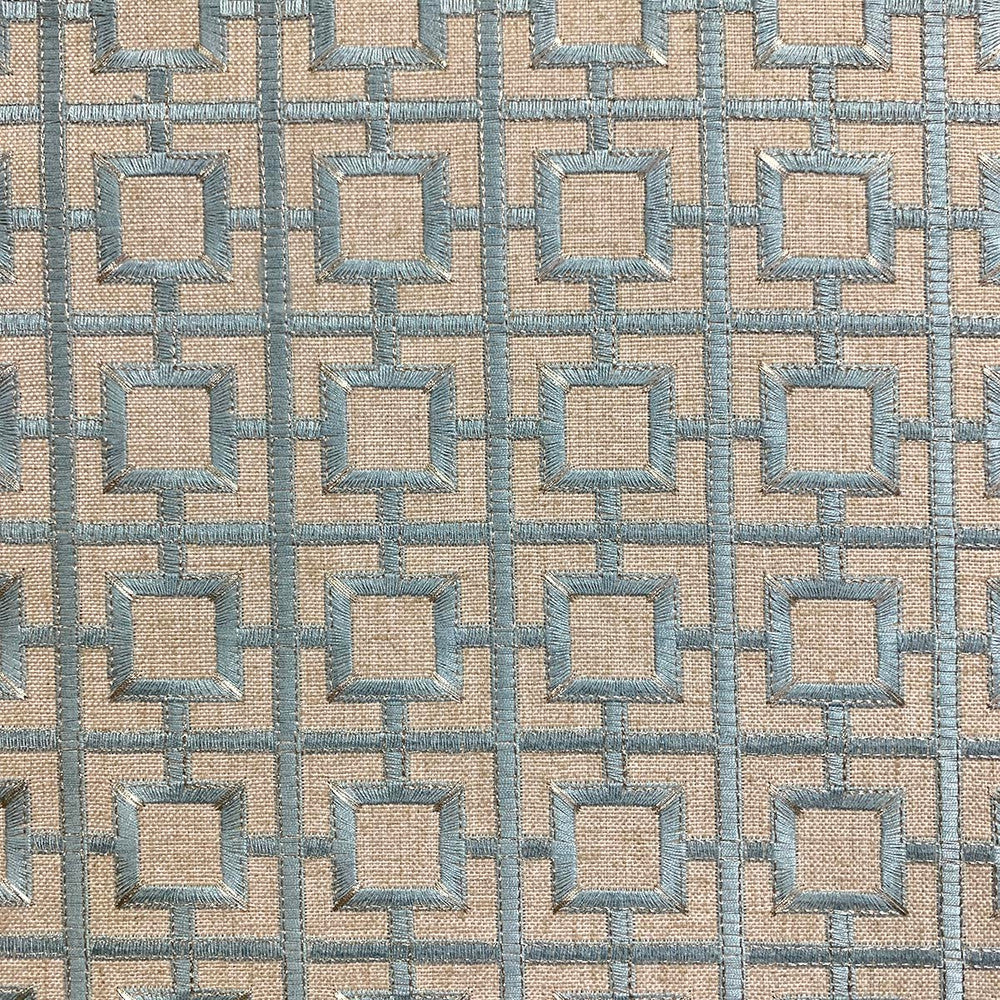 Notri Bluesage by Magnolia Fabric - 70% Poly, 30% Lin, Emb 82% Vis, 18% Poly India 72000 Horizontal: 2.25 and Vertical: 2 52 - Fabric Carolina -