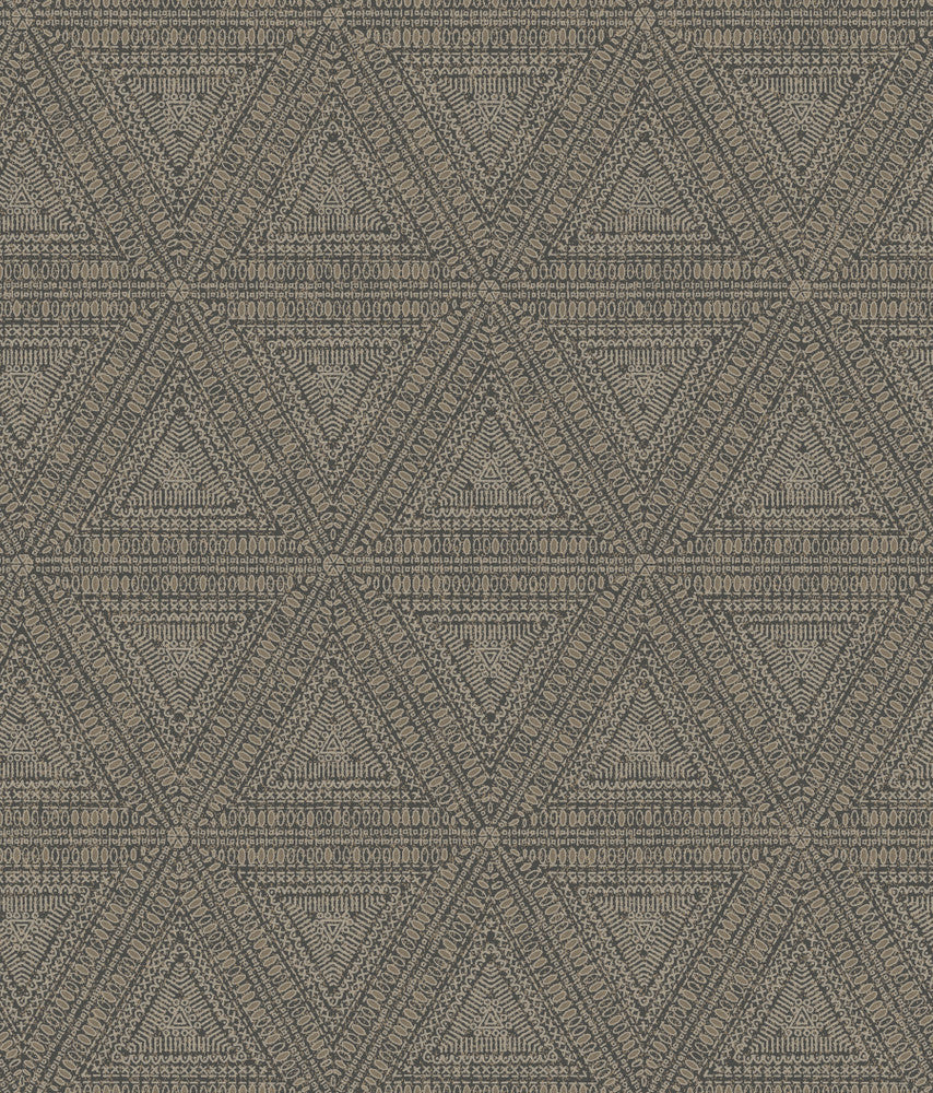 Norse Tribal Brown Wallpaper by Inspired by Color Black & White, III Covers about 56.4 square feet 20.5-in by 33-ft long roll Prepasted 24 - Fabric Carolina -