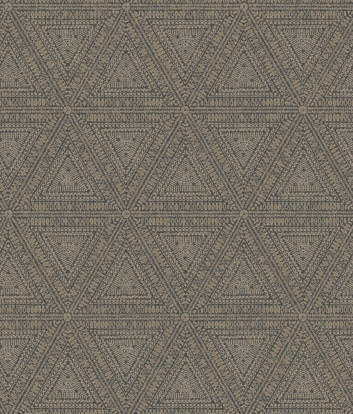 Norse Tribal Brown Wallpaper by Inspired by Color Black & White, III Covers about 56.4 square feet 20.5-in by 33-ft long roll Prepasted 24 - Fabric Carolina -