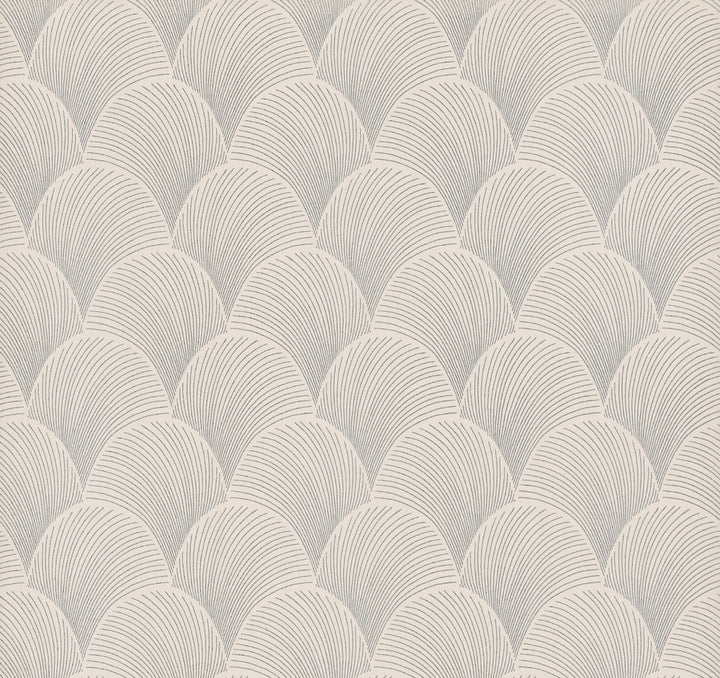 Metallic Cream Scallop Wallpaper by Candice Olson Natural Discovery Covers about 60.8 square feet 27-in by 27-ft long roll Unpasted 6.3 - Fabric Carolina -