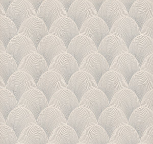 Metallic Cream Scallop Wallpaper by Candice Olson