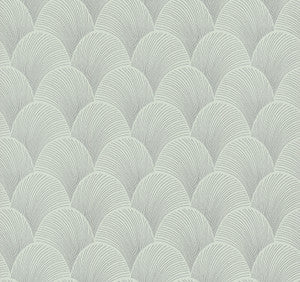 Metallic Light Green Scallop Wallpaper by Candice Olson
