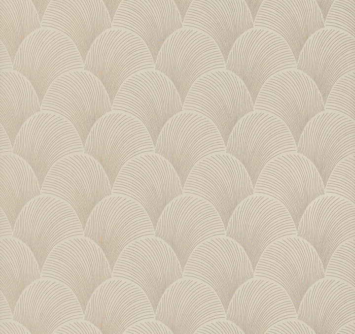 Metallic Beige Gold Scallop Wallpaper by Candice Olson Natural Discovery Covers about 60.8 square feet 27-in by 27-ft long roll Unpasted 6.3 - Fabric Carolina -