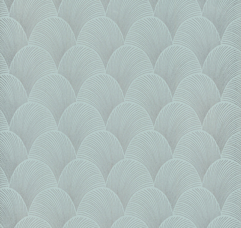 Metallic Blue Pearl Scallop Wallpaper by Candice Olson Natural Discovery Covers about 60.8 square feet 27-in by 27-ft long roll Unpasted 6.3 - Fabric Carolina -