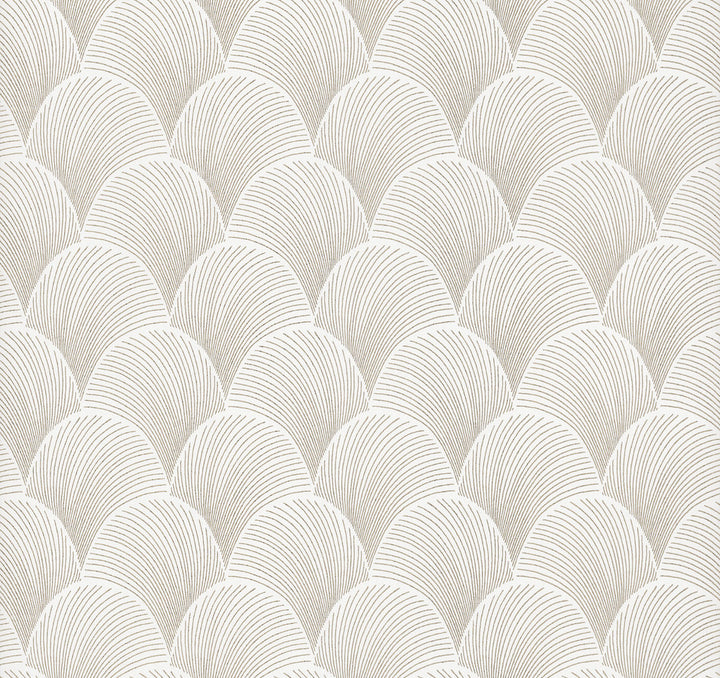 Metallic White Gold Scallop Wallpaper by Candice Olson Natural Discovery Covers about 60.8 square feet 27-in by 27-ft long roll Unpasted 6.3 - Fabric Carolina -