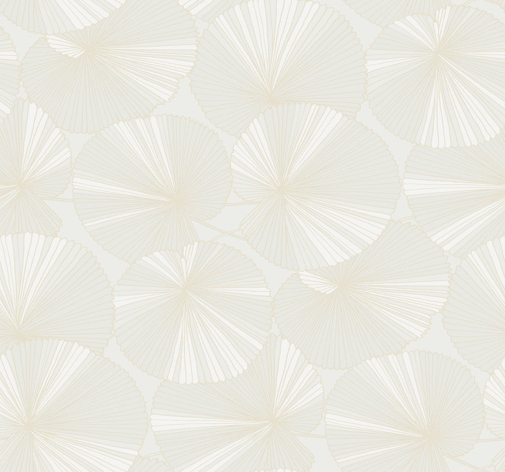 Layered White Lily Pads Wallpaper by Candice Olson Natural Discovery Covers about 60.8 square feet 27-in by 27-ft long roll Unpasted 25.25 - Fabric Carolina -