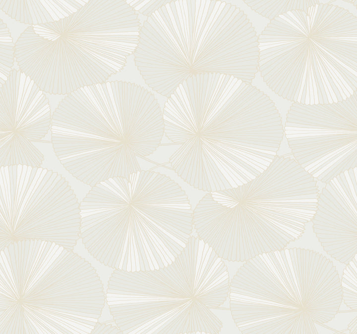 Layered White Lily Pads Wallpaper by Candice Olson Natural Discovery Covers about 60.8 square feet 27-in by 27-ft long roll Unpasted 25.25 - Fabric Carolina -