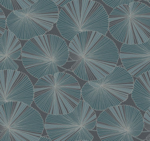 Layered Deep Blue Lily Pads Wallpaper by Candice Olson