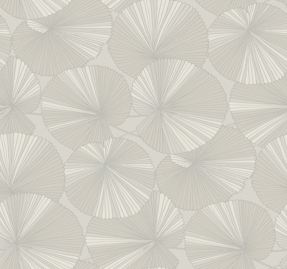 Layered Grey Lily Pads Wallpaper by Candice Olson Natural Discovery Covers about 60.8 square feet 27-in by 27-ft long roll Unpasted 25.25 - Fabric Carolina -