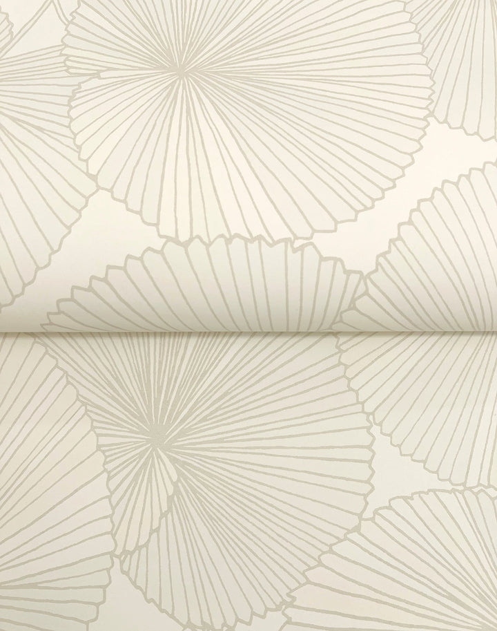 Layered Cream Lily Pads Wallpaper by Candice Olson Designer