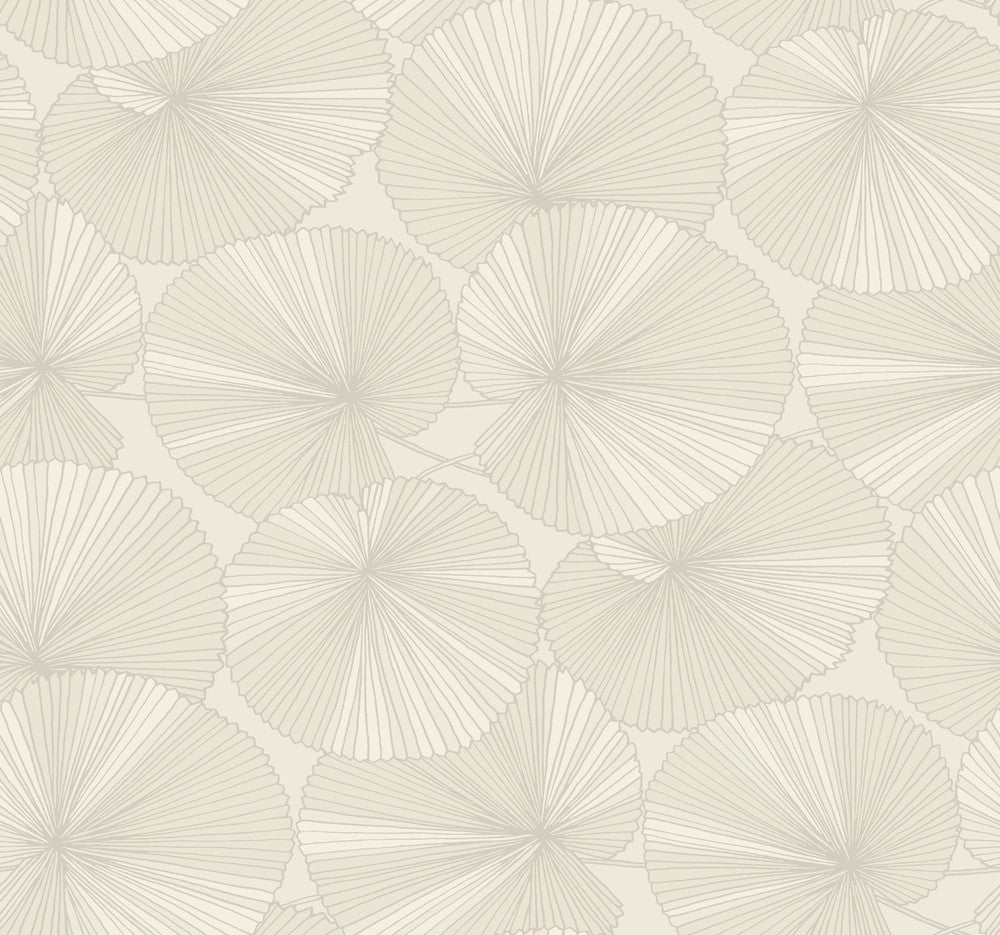 Layered Cream Lily Pads Wallpaper by Candice Olson Natural Discovery Covers about 60.8 square feet 27-in by 27-ft long roll Unpasted 25.25 - Fabric Carolina -