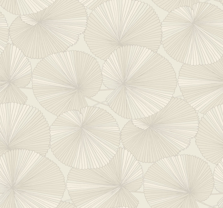 Layered Cream Lily Pads Wallpaper by Candice Olson Natural Discovery Covers about 60.8 square feet 27-in by 27-ft long roll Unpasted 25.25 - Fabric Carolina -