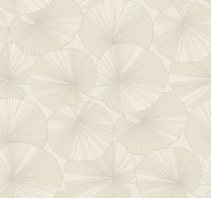 Layered Cream Lily Pads Wallpaper by Candice Olson