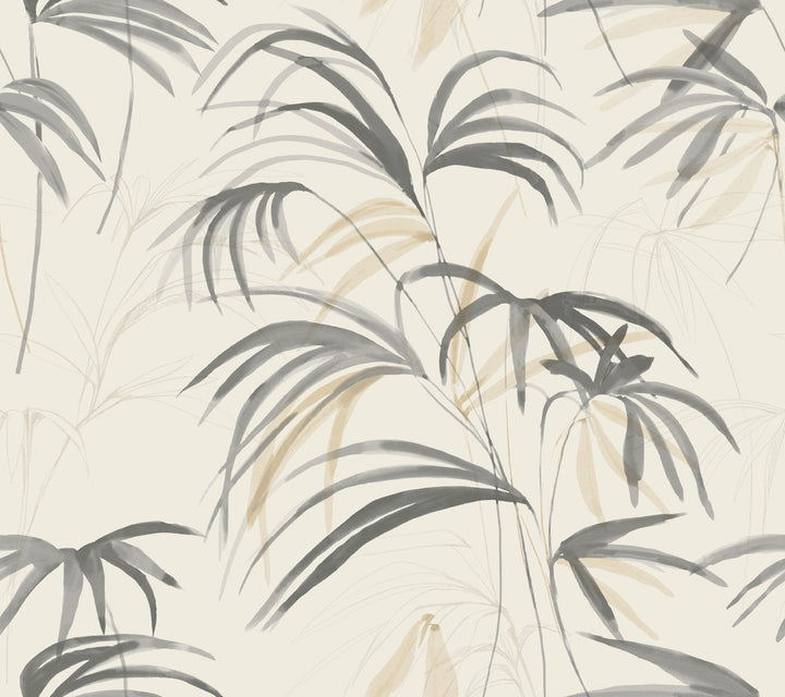 Inky Warm Neutral Palms Wallpaper by Candice Olson Natural Discovery Covers about 60.8 square feet 27-in by 27-ft long roll Unpasted 24 - Fabric Carolina -