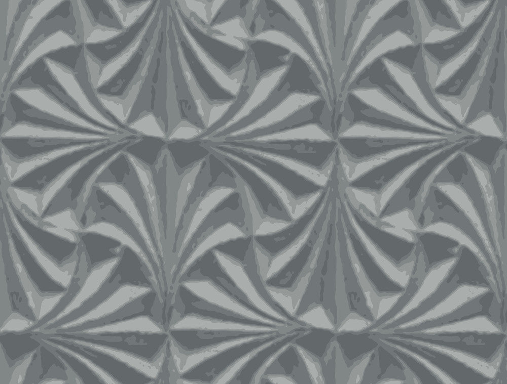 Sculpted Charcoal Fans Wallpaper by Candice Olson Natural Discovery Covers about 60.8 square feet 27-in by 27-ft long roll Unpasted 20.5 - Fabric Carolina -
