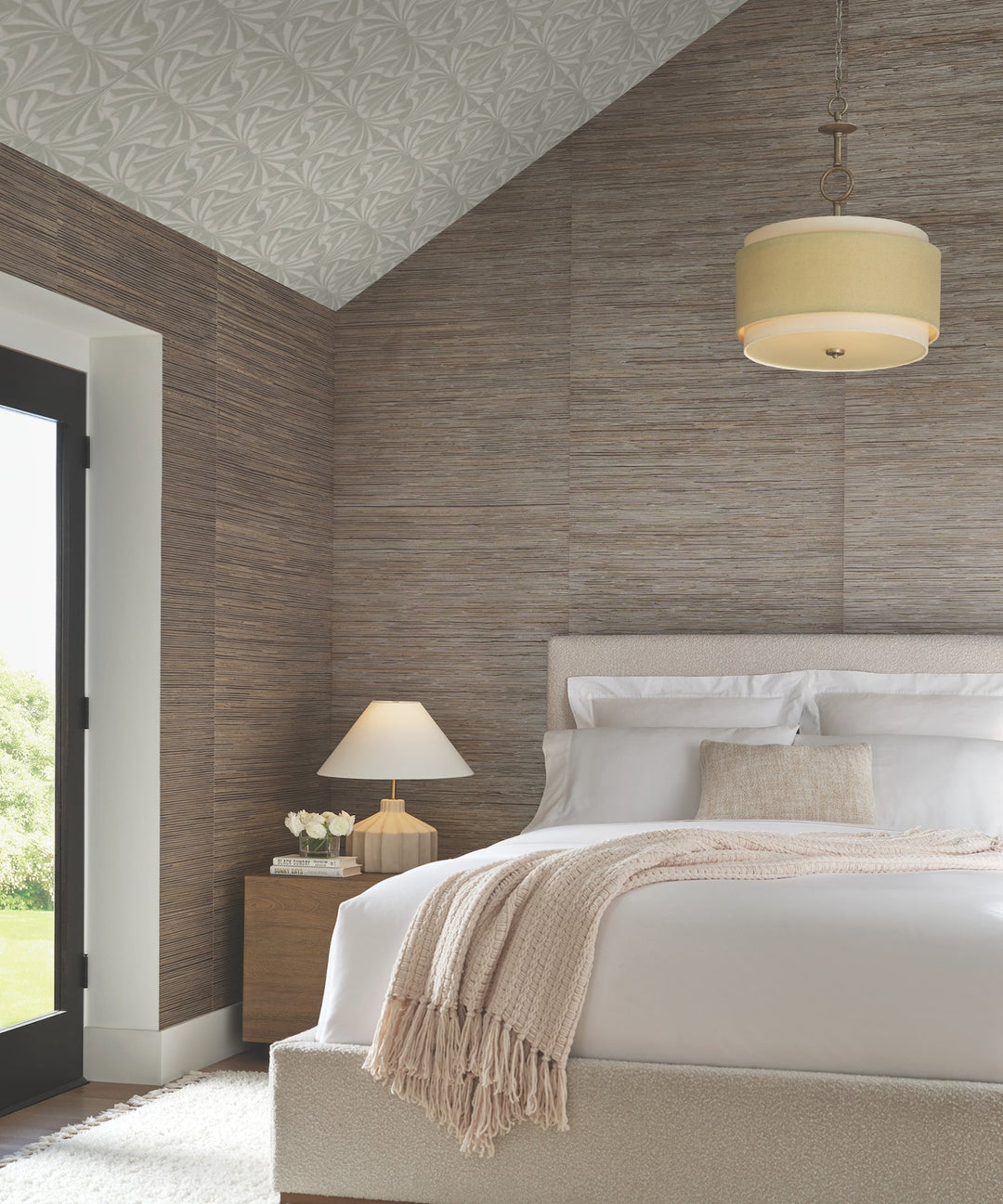 Sculpted Taupe Fans Wallpaper by Candice Olson Designer
