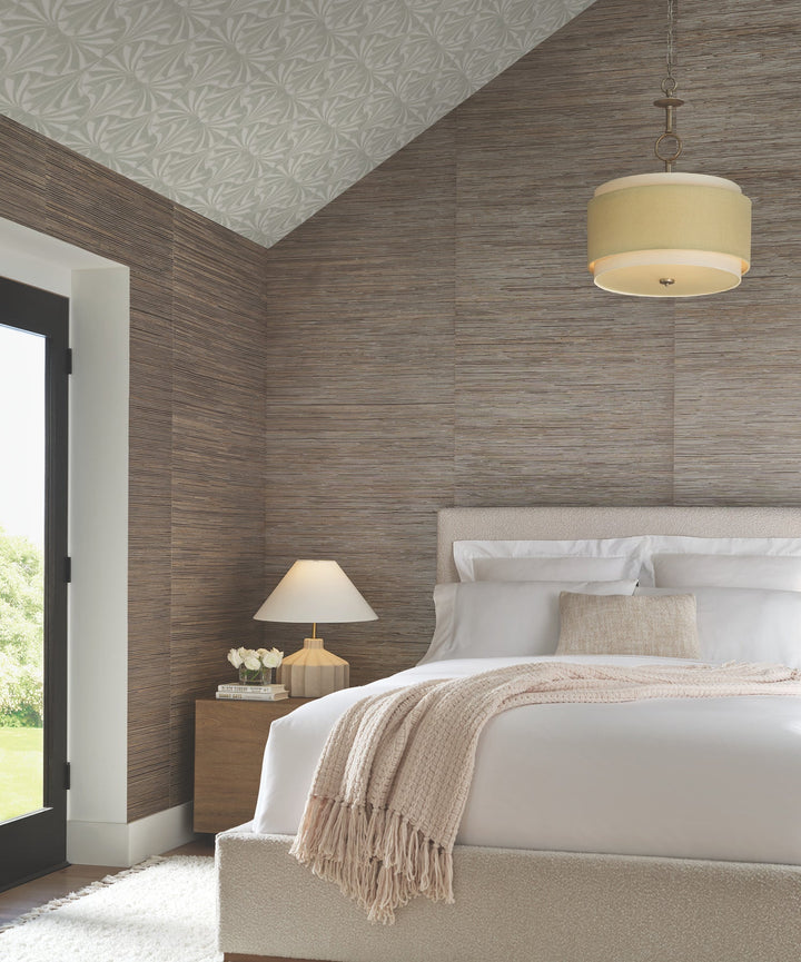 Sculpted Taupe Fans Wallpaper by Candice Olson Designer
