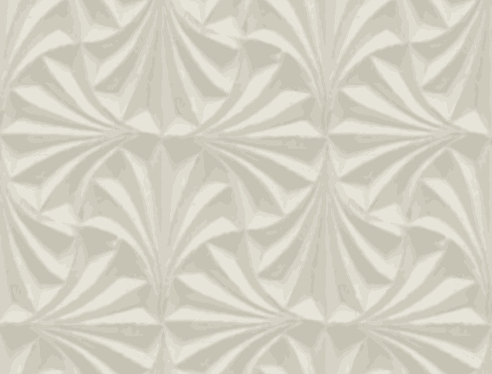 Sculpted Taupe Fans Wallpaper by Candice Olson Natural Discovery Covers about 60.8 square feet 27-in by 27-ft long roll Unpasted 20.5 - Fabric Carolina -