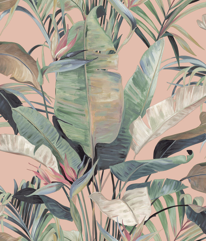 Tropical Coral Cabana Wallpaper by Candice Olson Natural Discovery Covers about 56.4 square feet 20.5-in by 33-ft long roll Unpasted 24 - Fabric Carolina -