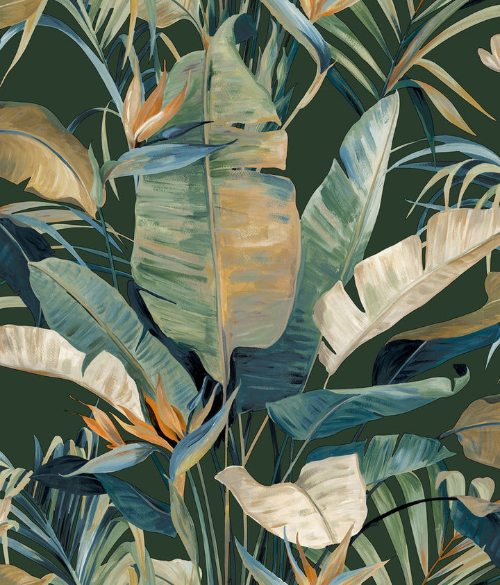 Tropical Green Cabana Wallpaper by Candice Olson Natural Discovery Covers about 56.4 square feet 20.5-in by 33-ft long roll Unpasted 24 - Fabric Carolina -
