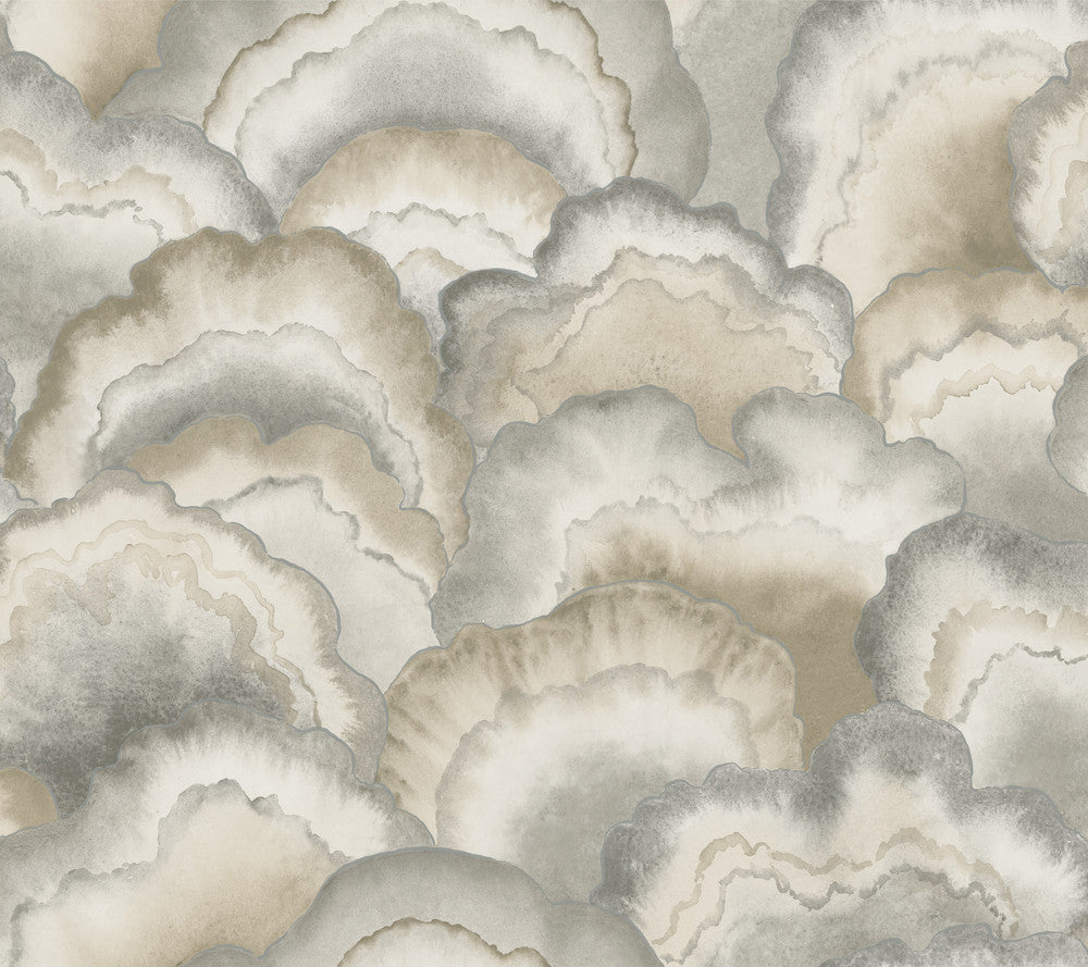 Abalone Smokey Fans Wallpaper by Candice Olson Natural Discovery Covers about 60.8 square feet 27-in by 27-ft long roll Unpasted 24 - Fabric Carolina -