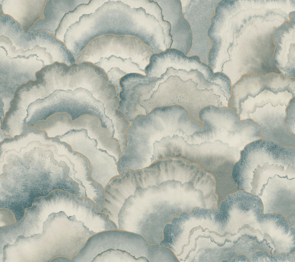 Abalone Mist Fans Wallpaper by Candice Olson Natural Discovery Covers about 60.8 square feet 27-in by 27-ft long roll Unpasted 24 - Fabric Carolina -