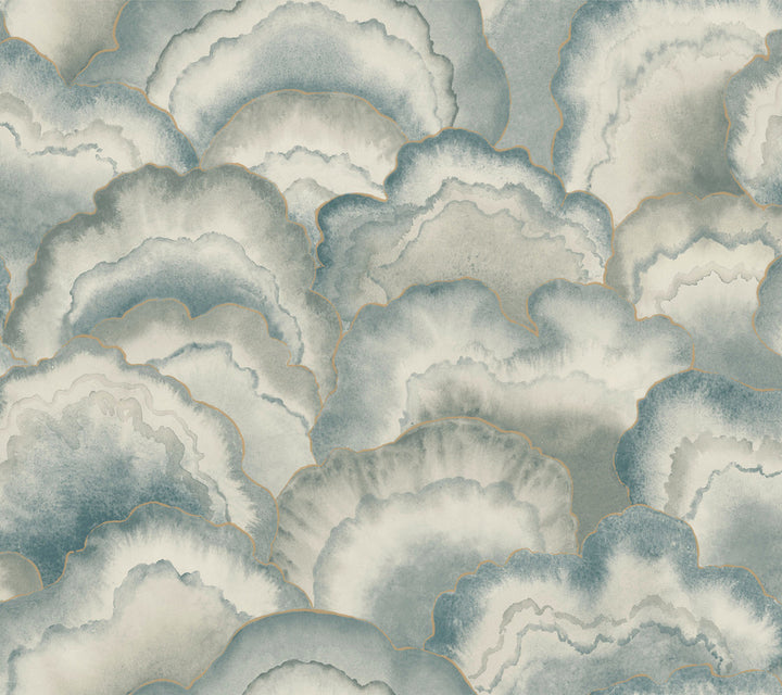 Abalone Mist Fans Wallpaper by Candice Olson Natural Discovery Covers about 60.8 square feet 27-in by 27-ft long roll Unpasted 24 - Fabric Carolina -