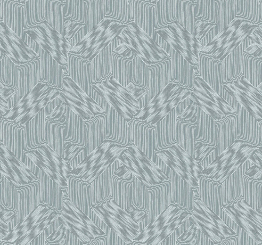 Fine Line Blue Geometric Wallpaper by Candice Olson Designer