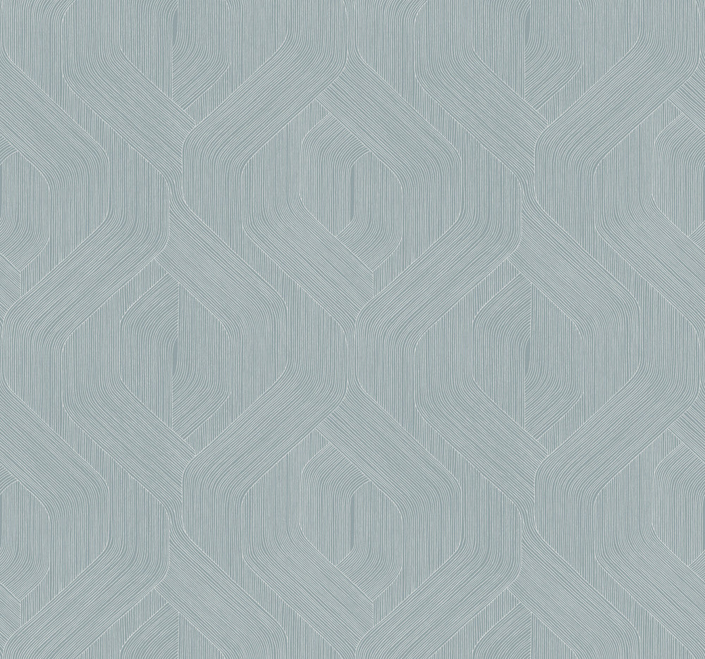 Fine Line Blue Geometric Wallpaper by Candice Olson Natural Discovery Covers about 60.8 square feet 27-in by 27-ft long roll Unpasted 25.25 - Fabric Carolina -