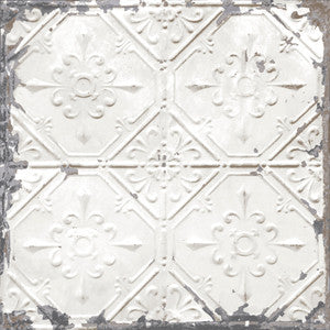 Vintage Tin Tile Off White Metallic Peel & Stick Wallpaper by NuWallpaper