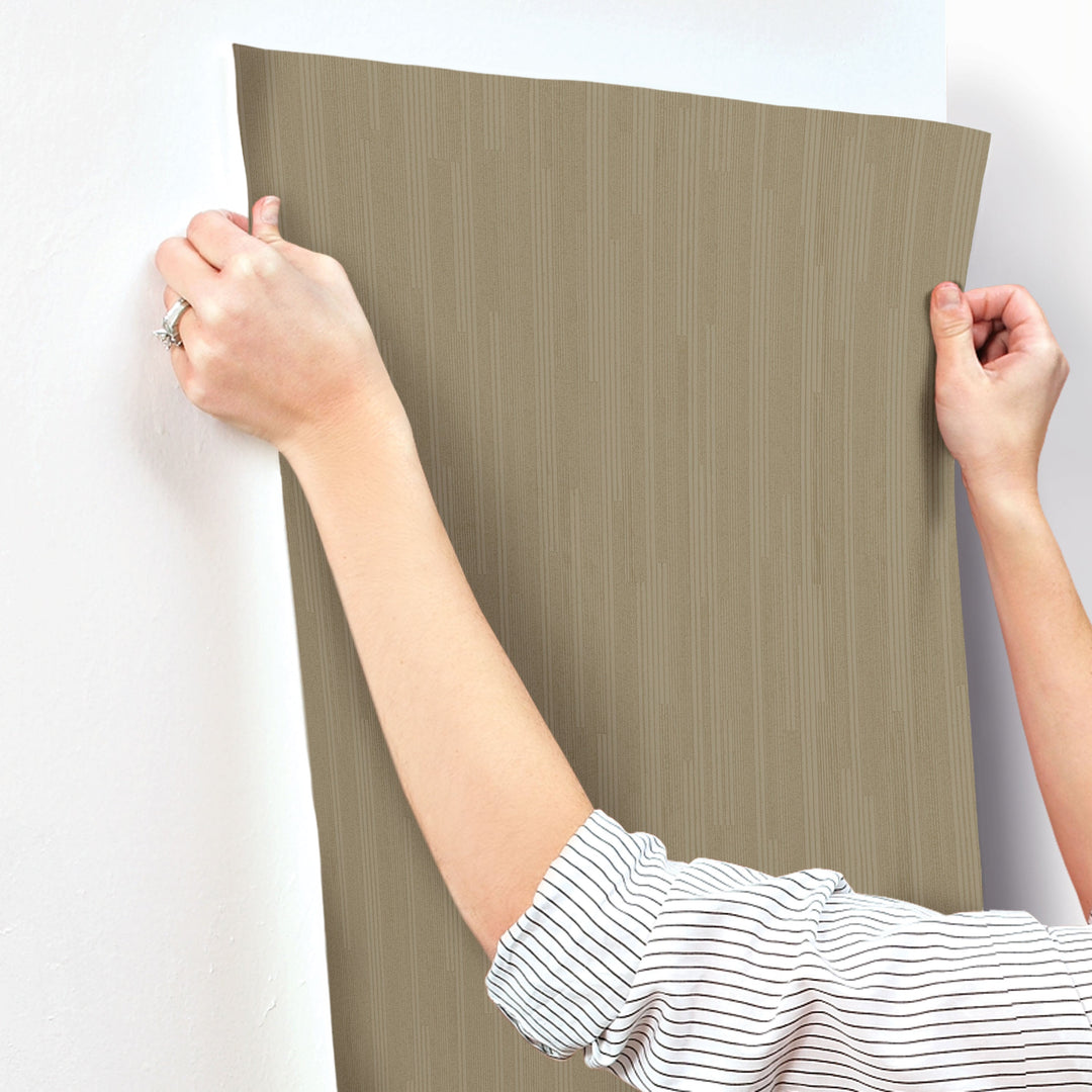 Vertical Plumb Soft Gold Metallic Wallpaper by York Wallcoverings Designer