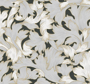 Acanthus Toss Black & Grey Wallpaper by York Wallcoverings