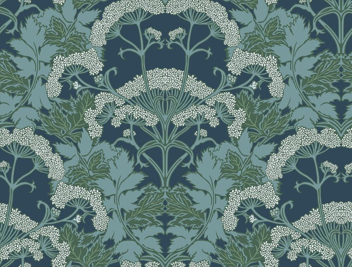 Yarrow Nouveau Blue & Green Wallpaper by Inspired by Color Blues II Covers about 60.8 square feet 27-in by 27-ft long roll Unpasted 20.5 - Fabric Carolina -