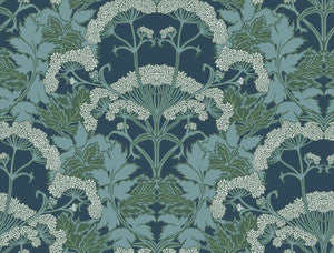 Yarrow Nouveau Blue & Green Wallpaper by Inspired by Color