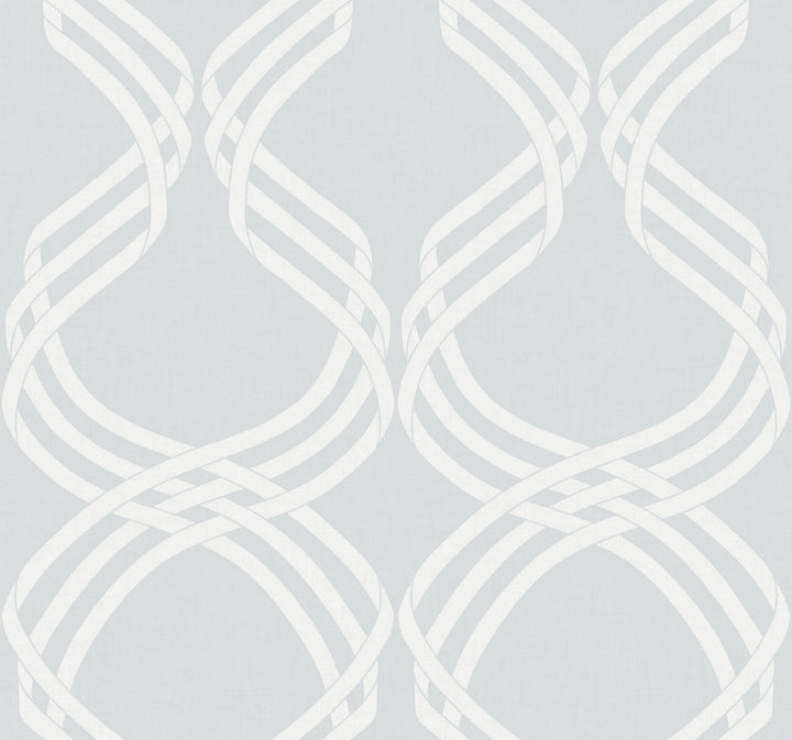 Grey & White Dante Ribbon Wallpaper by York Wallcoverings Modern Heritage 125th Anniversary Covers about 60.8 square feet 27-in by 27-ft long roll Unpasted 25.25 - Fabric Carolina -