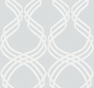 Grey & White Dante Ribbon Wallpaper by York Wallcoverings