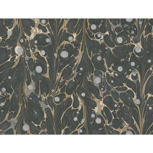 Marbled Endpaper Black & Gold Wallpaper by York Wallcoverings