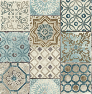 Morocaan Tile Blue & Copper by Seabrook Wallpaper