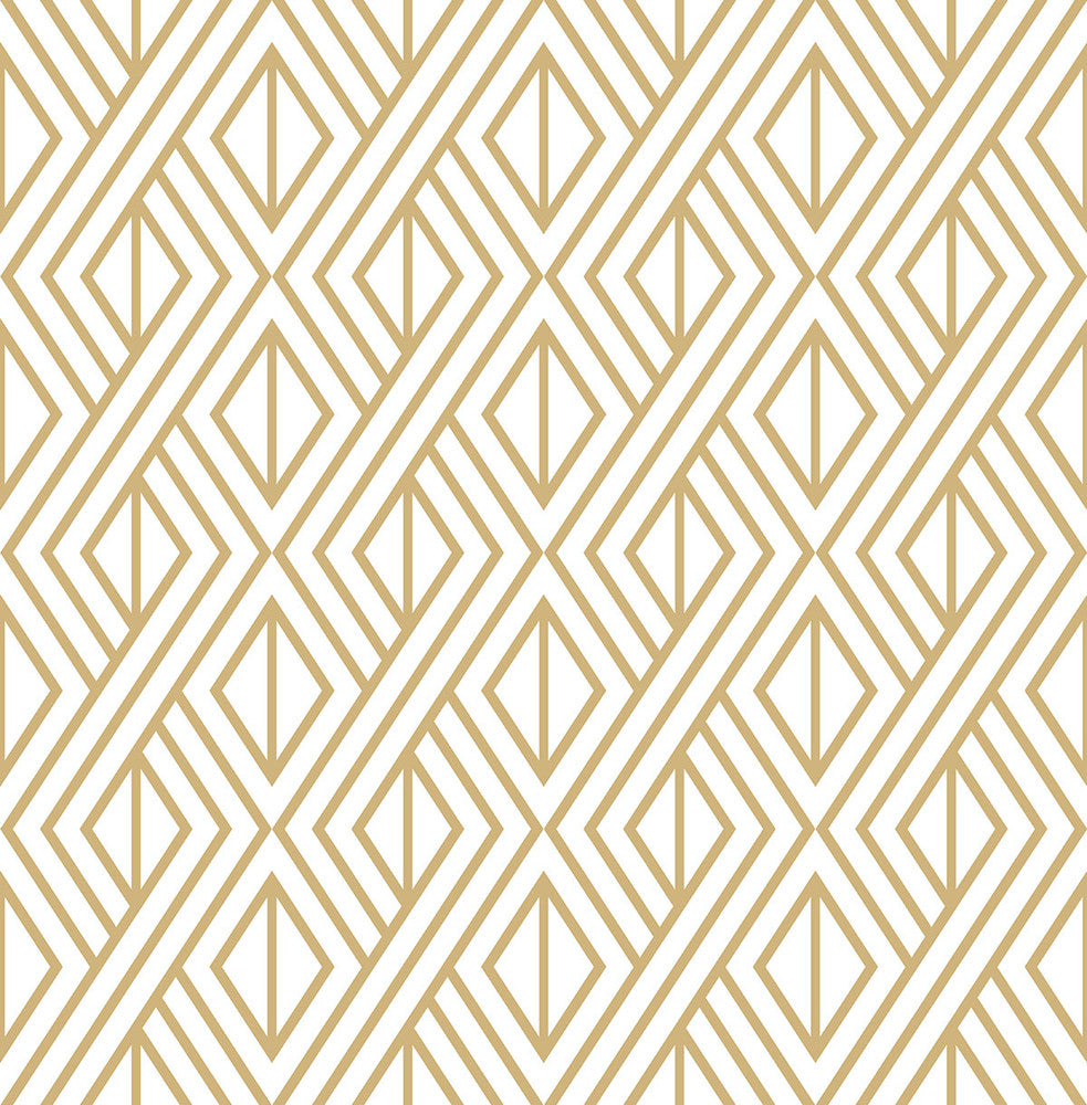 Gold Diamond Geometric Metallic Gold by Seabrook Wallpaper NextWall Peel & Stick United States 30.75 5.22" 20.5" - Fabric Carolina -