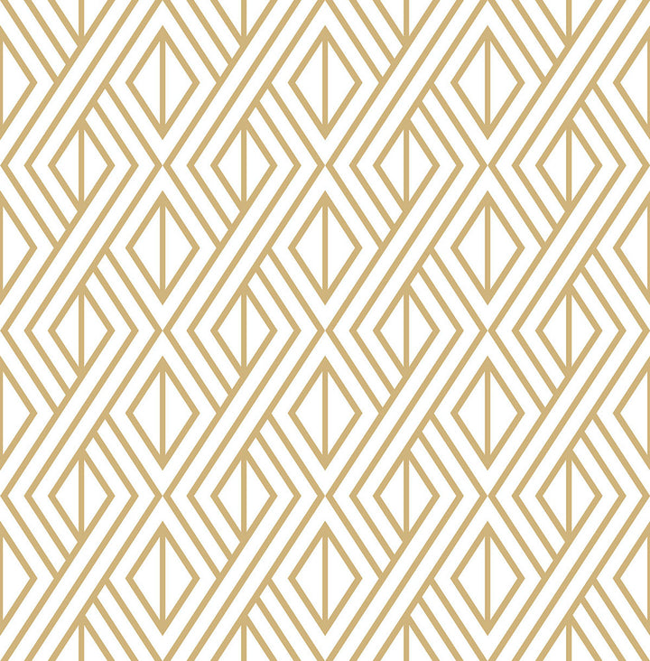 Gold Diamond Geometric Metallic Gold by Seabrook Wallpaper NextWall Peel & Stick United States 30.75 5.22" 20.5" - Fabric Carolina -