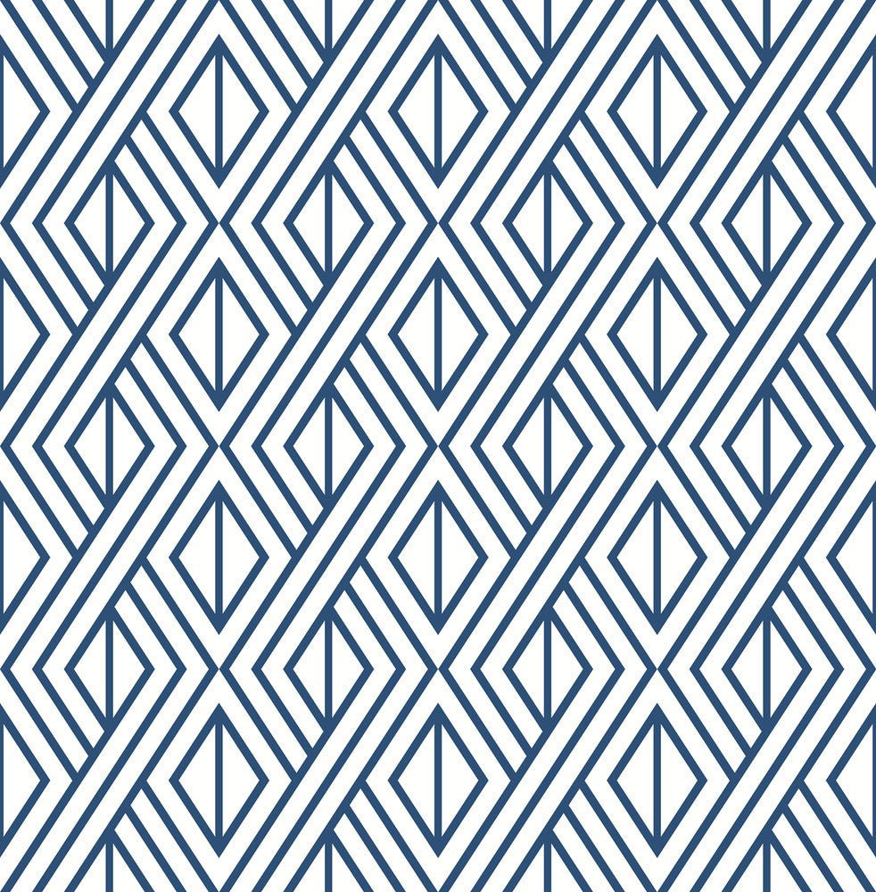 Navy Diamond Geometric Navy & White by Seabrook Wallpaper NextWall Peel & Stick United States 30.75 5.22" 20.5" - Fabric Carolina -
