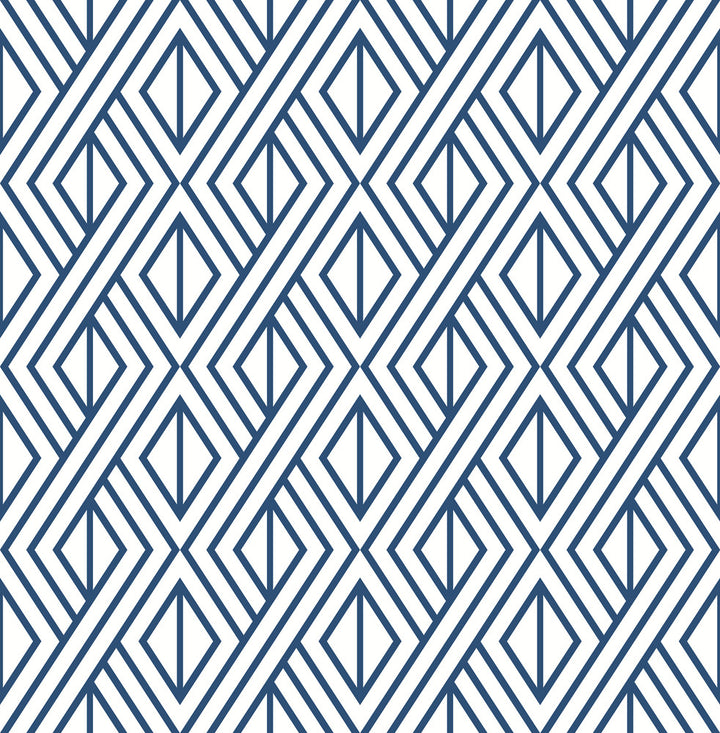 Navy Diamond Geometric Navy & White by Seabrook Wallpaper NextWall Peel & Stick United States 30.75 5.22" 20.5" - Fabric Carolina -