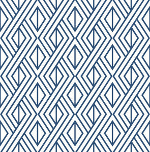 Navy Diamond Geometric Navy & White by Seabrook Wallpaper