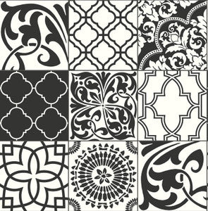 Black and White Graphic Tile Black & White by Seabrook Wallpaper