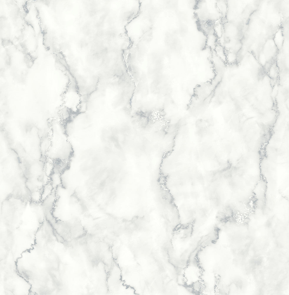 Faux Marble Gray & Metallic Silver by Seabrook Wallpaper NextWall Peel & Stick United States 30.75 20.87" 20.5" - Fabric Carolina -