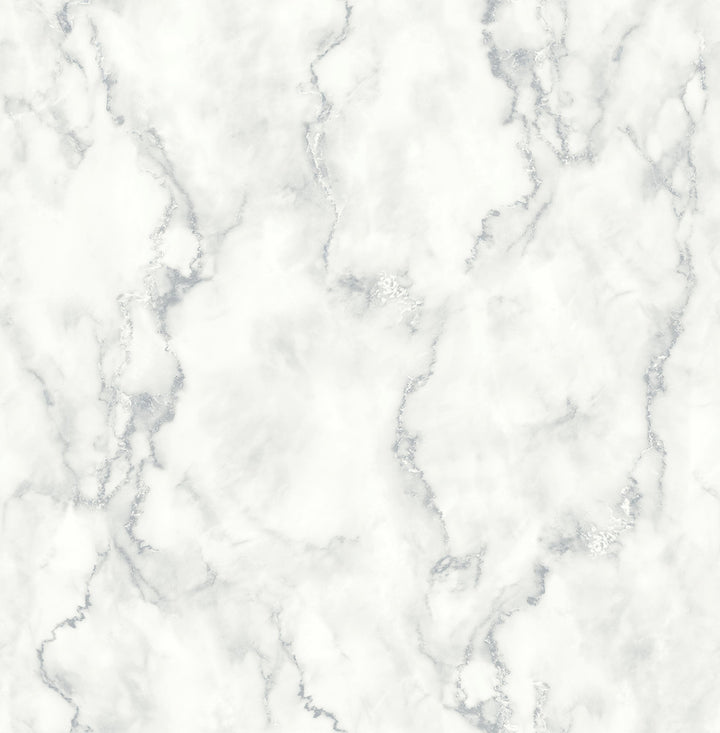 Faux Marble Gray & Metallic Silver by Seabrook Wallpaper NextWall Peel & Stick United States 30.75 20.87" 20.5" - Fabric Carolina -