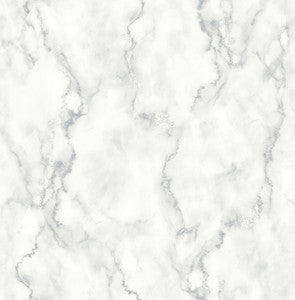 Faux Marble Gray & Metallic Silver by Seabrook Wallpaper
